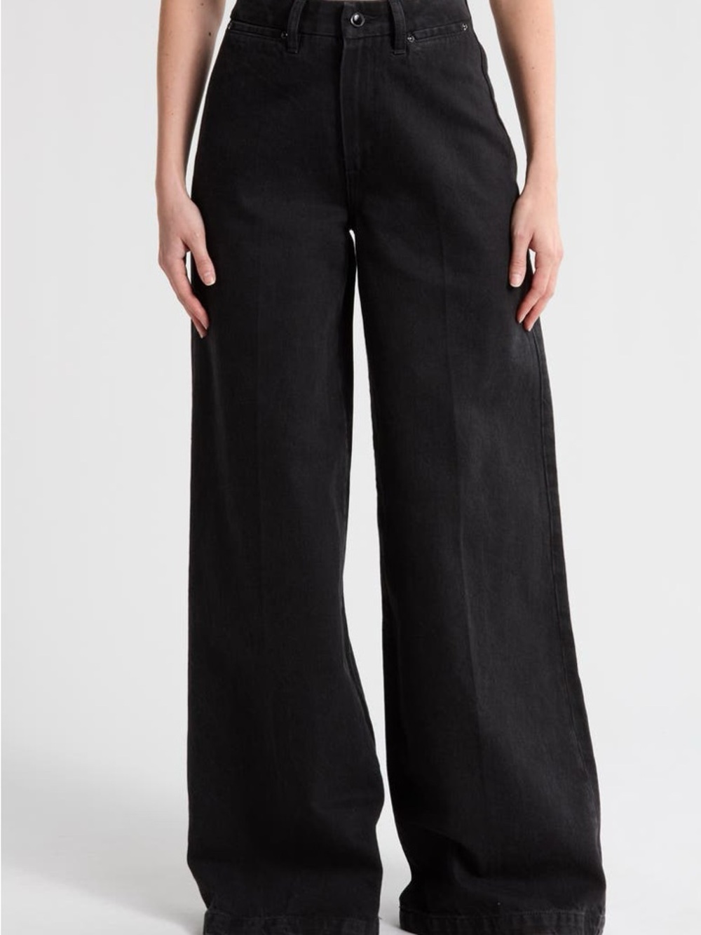 PAIGE Portia High-Waist Wide Leg Black Jeans